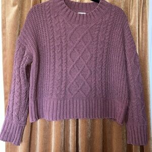 Hippie Rose Junior Womens Cable Knit Sweater Purple